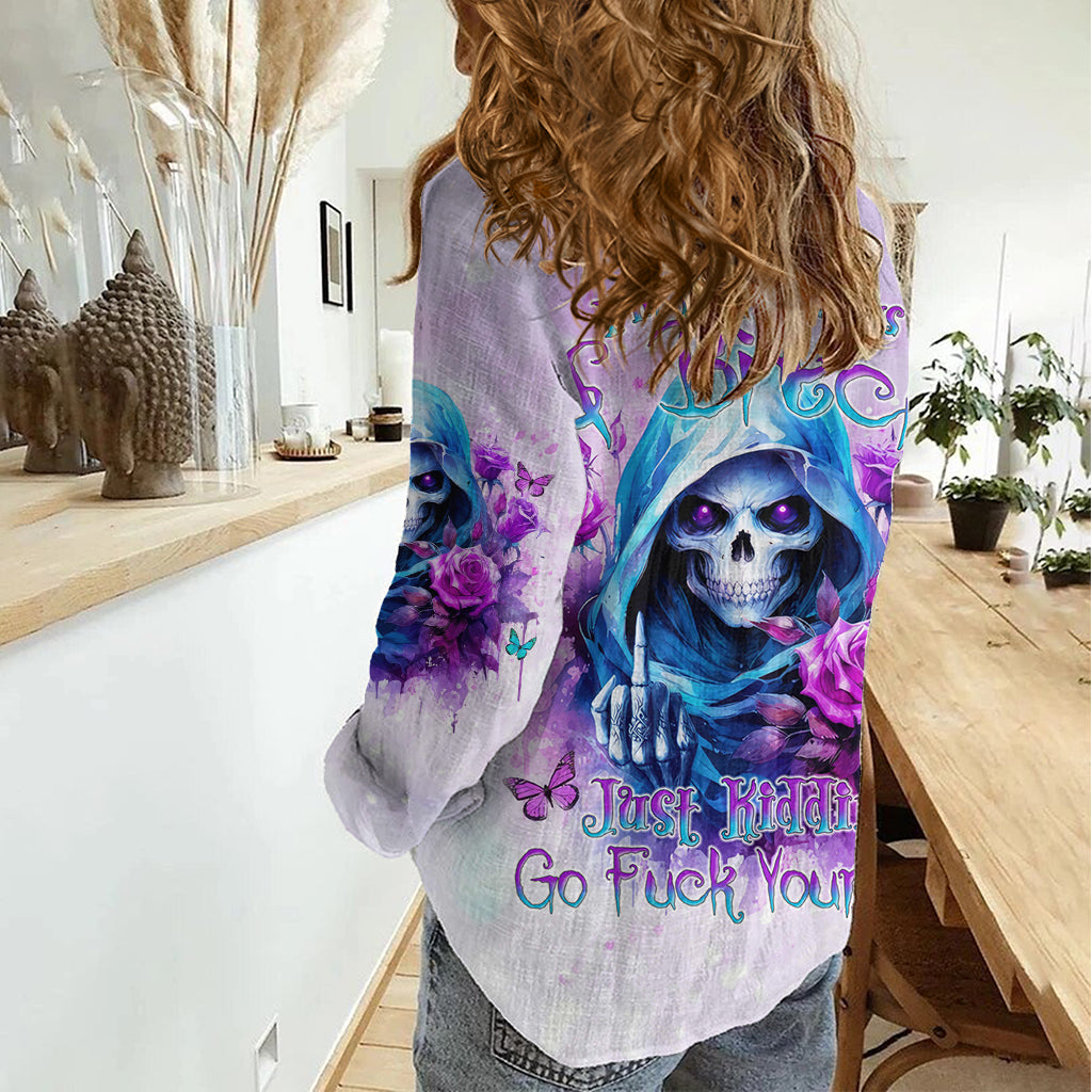 Rose Skull Women Casual Shirt I'm Not Always A Bitch Just Kidding Go Fuck Yourself