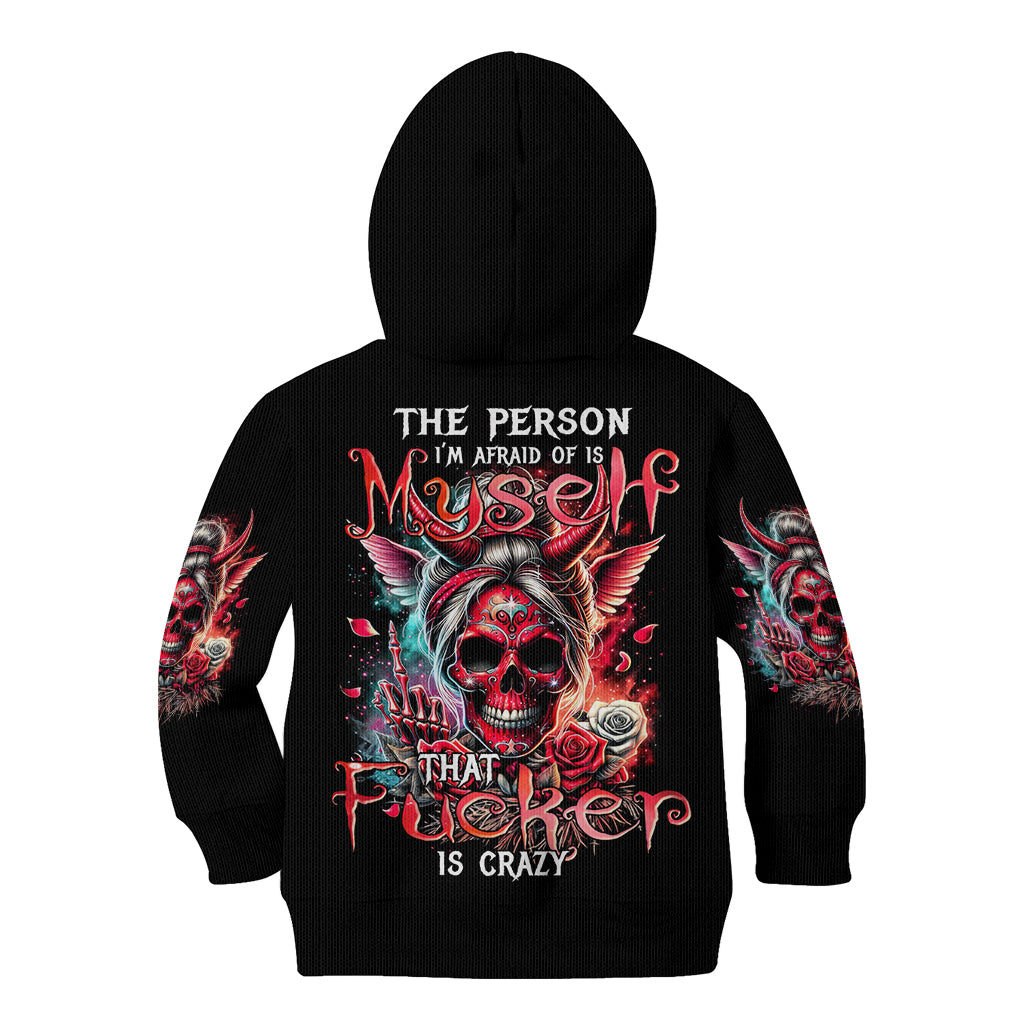 Devil Skull Kid Hoodie The Perseon I Afraid Of Is Myself That Fucker Is Crazy - Wonder Print Shop