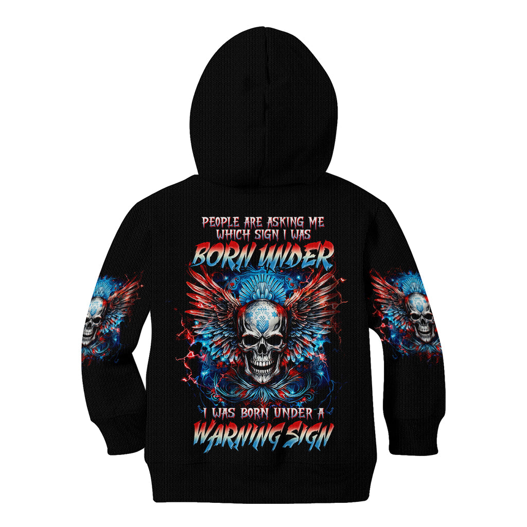 Wings Skull Kid Hoodie People Are Asking Me Which Sign I was Born Under I Was Born Under A Warning Sigh - Wonder Print Shop