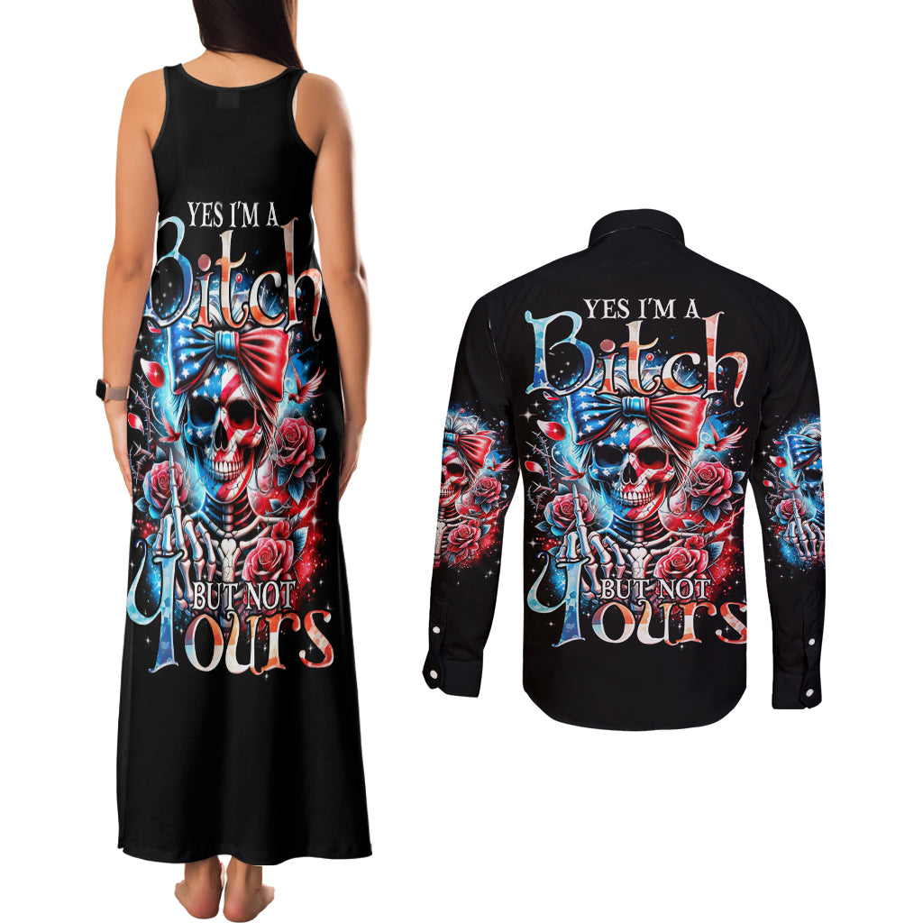 Lady Skull Couples Matching Tank Maxi Dress and Long Sleeve Button Shirt Yes I'm A Bitch But Not Your - Wonder Print Shop