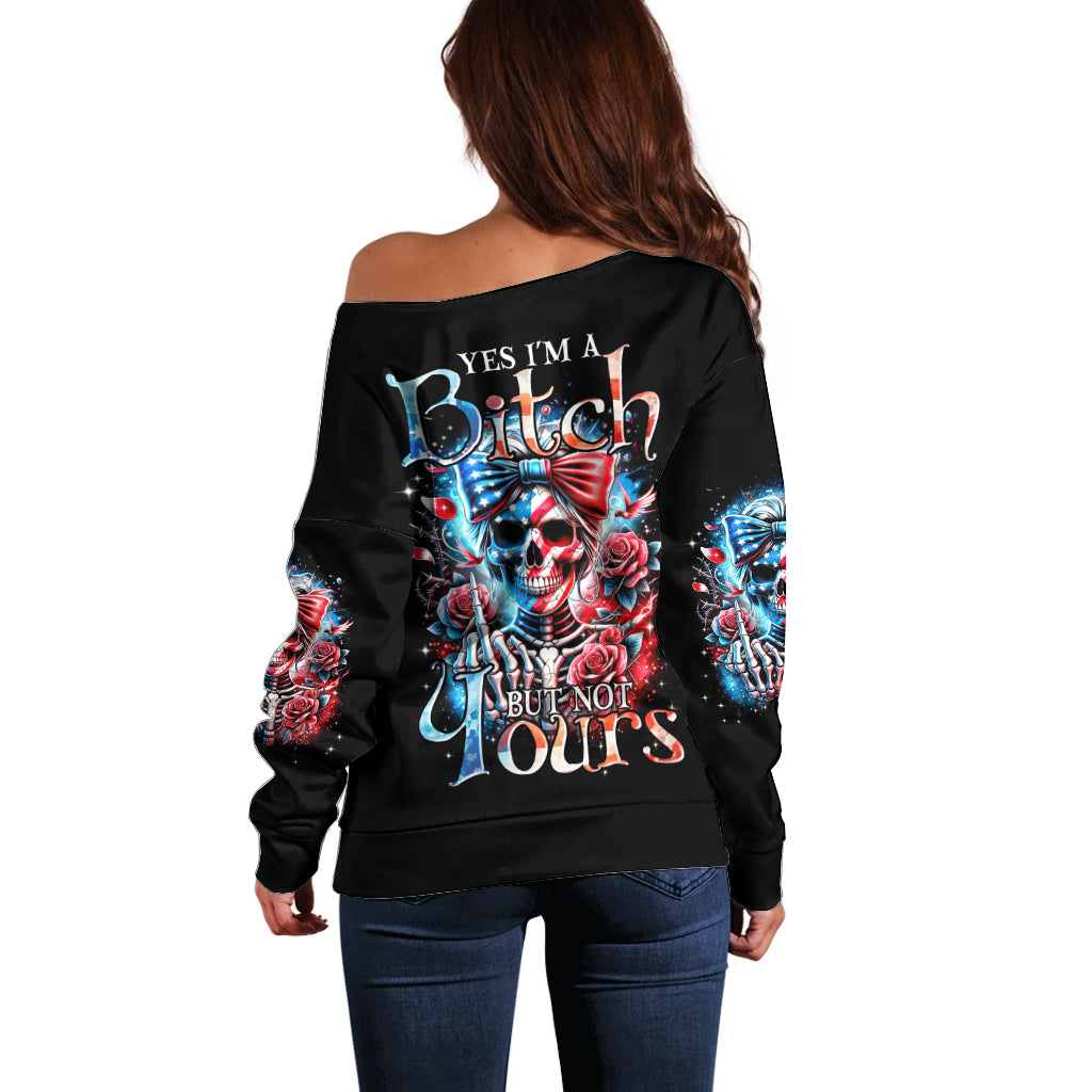 Lady Skull Off Shoulder Sweater Yes I'm A Bitch But Not Your - Wonder Print Shop