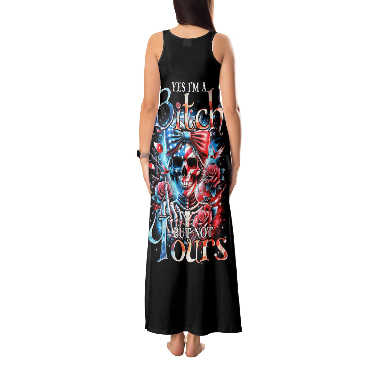 Lady Skull Tank Maxi Dress Yes I'm A Bitch But Not Your