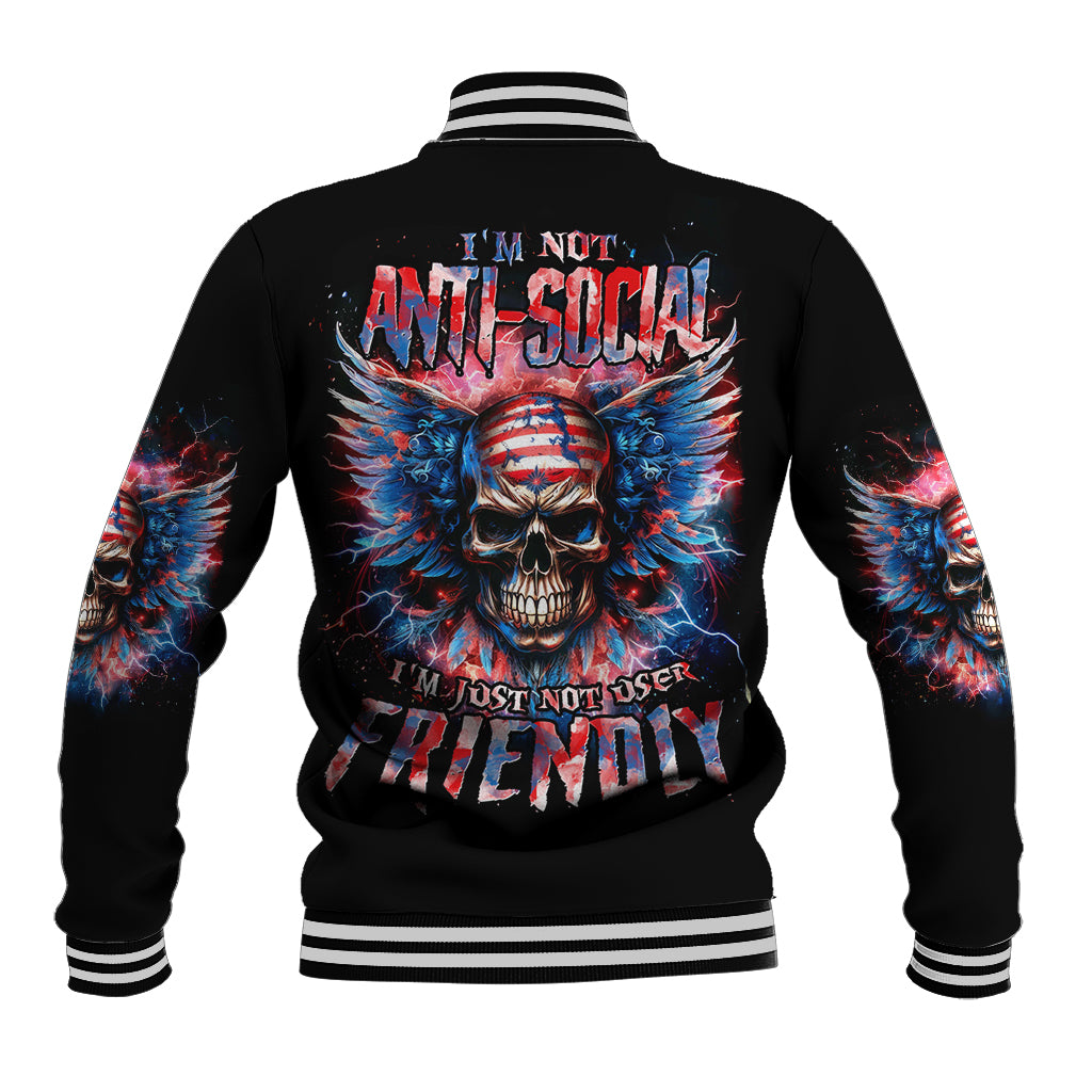 American Skull Baseball Jacket I'm Not Anti Social I'm Just Not User Friendly - Wonder Print Shop