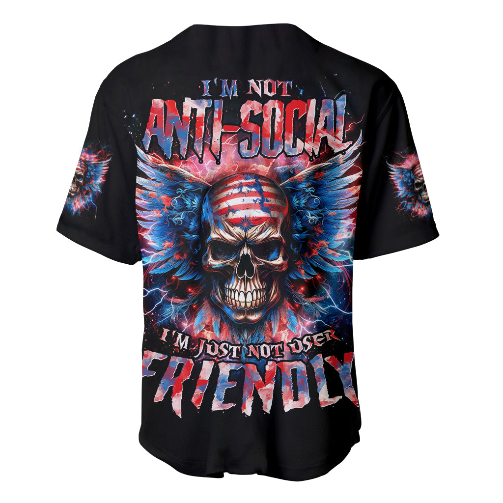 American Skull Baseball Jersey I'm Not Anti Social I'm Just Not User Friendly - Wonder Print Shop