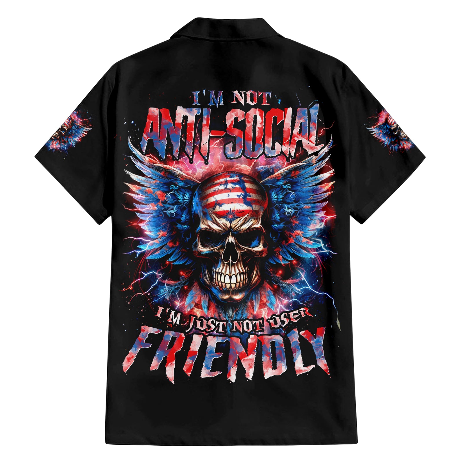 American Skull Hawaiian Shirt I'm Not Anti Social I'm Just Not User Friendly - Wonder Print Shop