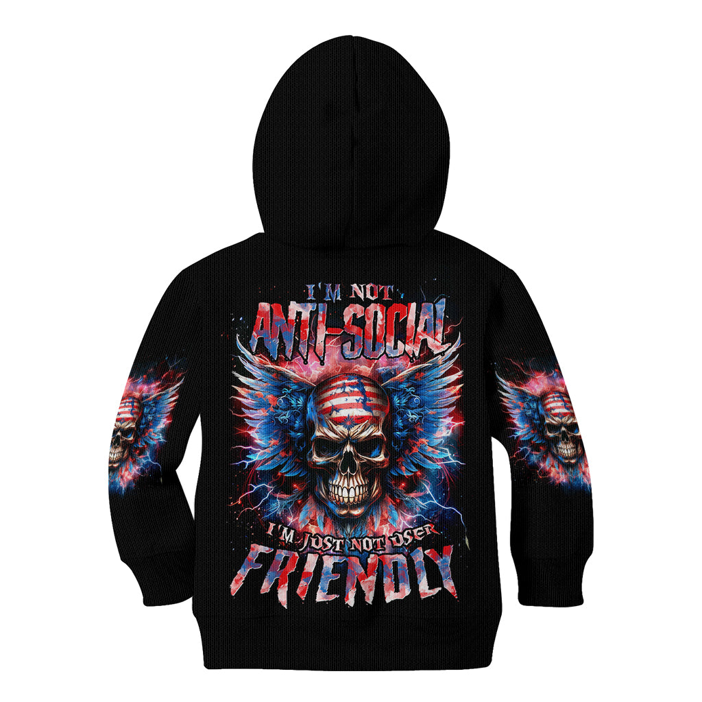 American Skull Kid Hoodie I'm Not Anti Social I'm Just Not User Friendly - Wonder Print Shop