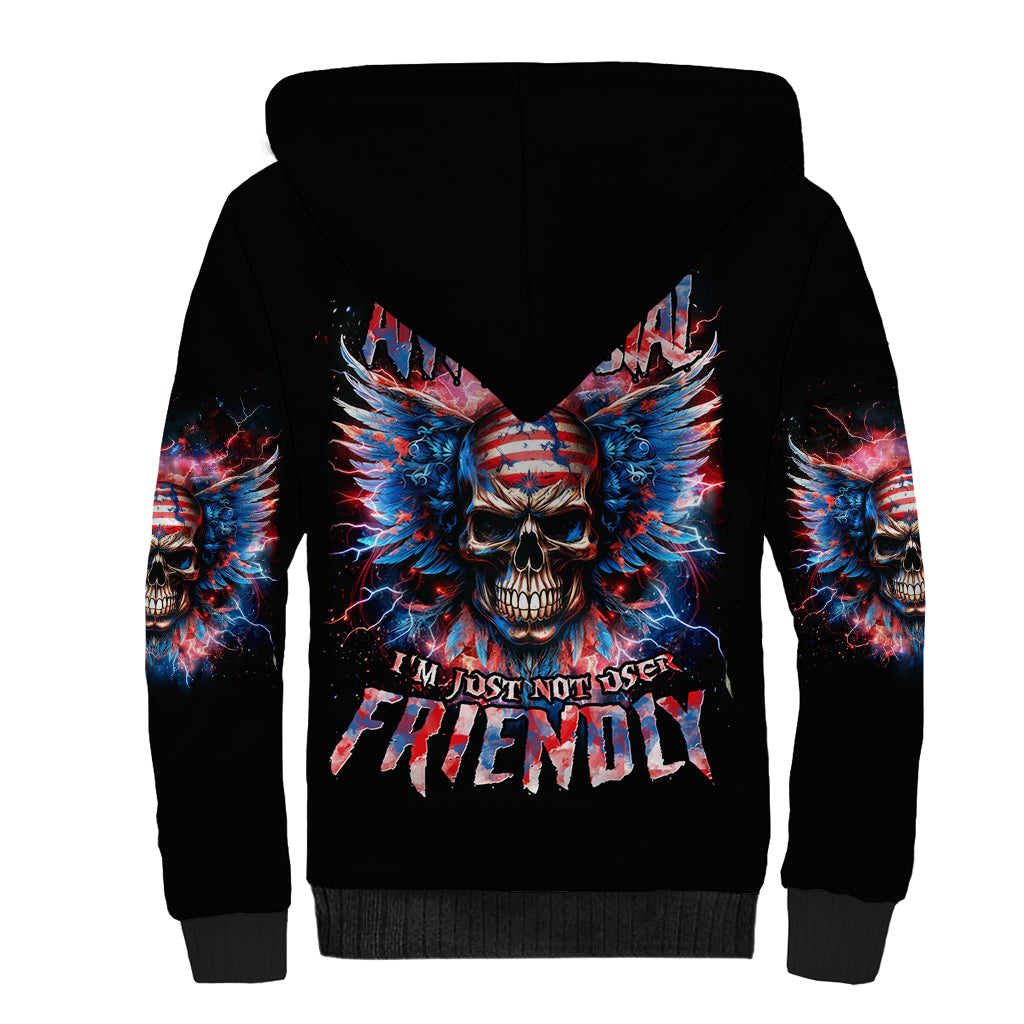 American Skull Sherpa Hoodie I'm Not Anti Social I'm Just Not User Friendly - Wonder Print Shop