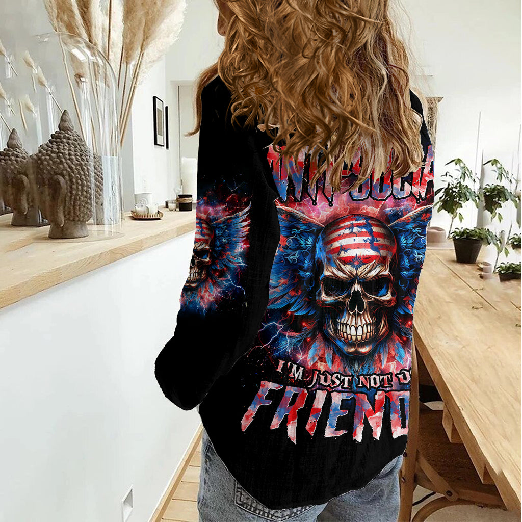 American Skull Women Casual Shirt I'm Not Anti Social I'm Just Not User Friendly