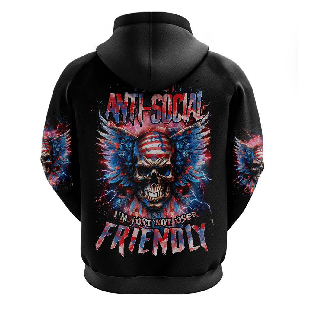 American Skull Zip Hoodie I'm Not Anti Social I'm Just Not User Friendly - Wonder Print Shop