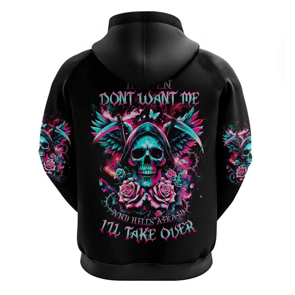 Rose Skull Hoodie Heaven Don't Want Me And Hell's Afraid I'll Take Over - Wonder Print Shop