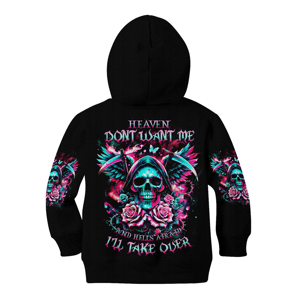 Rose Skull Kid Hoodie Heaven Don't Want Me And Hell's Afraid I'll Take Over - Wonder Print Shop