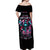 Rose Skull Off Shoulder Maxi Dress Heaven Don't Want Me And Hell's Afraid I'll Take Over - Wonder Print Shop