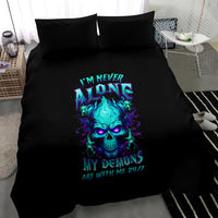 Black flame skull duvet cover bedding set with bold neon graphic and pillowcases