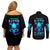 Flame Skull Couples Matching Off Shoulder Short Dress and Long Sleeve Button Shirts I'm Never Alone My Demons With Me 24/7 - Wonder Print Shop