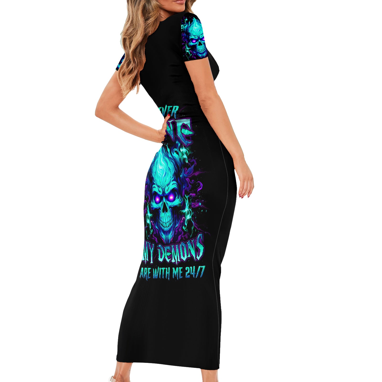 flame-skull-short-sleeve-bodycon-dress-im-never-alone-my-demons-with-me-247