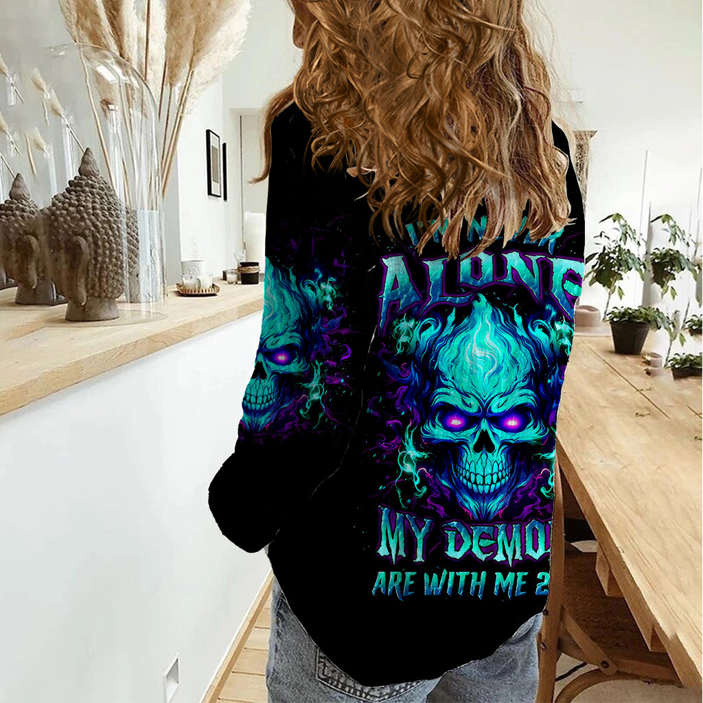 flame-skull-women-casual-shirt-im-never-alone-my-demons-with-me-247