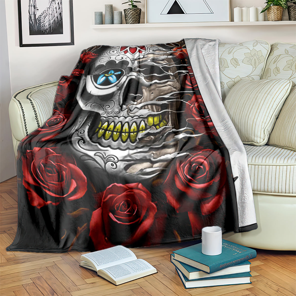 Dia De Muertos Blanket Day Of The Death Rose Skull DT01