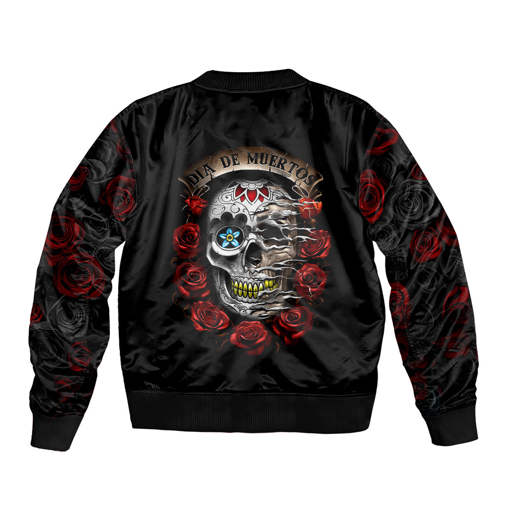 Dia De Muertos Bomber Jacket Day Of The Death Rose Skull - Wonder Print Shop