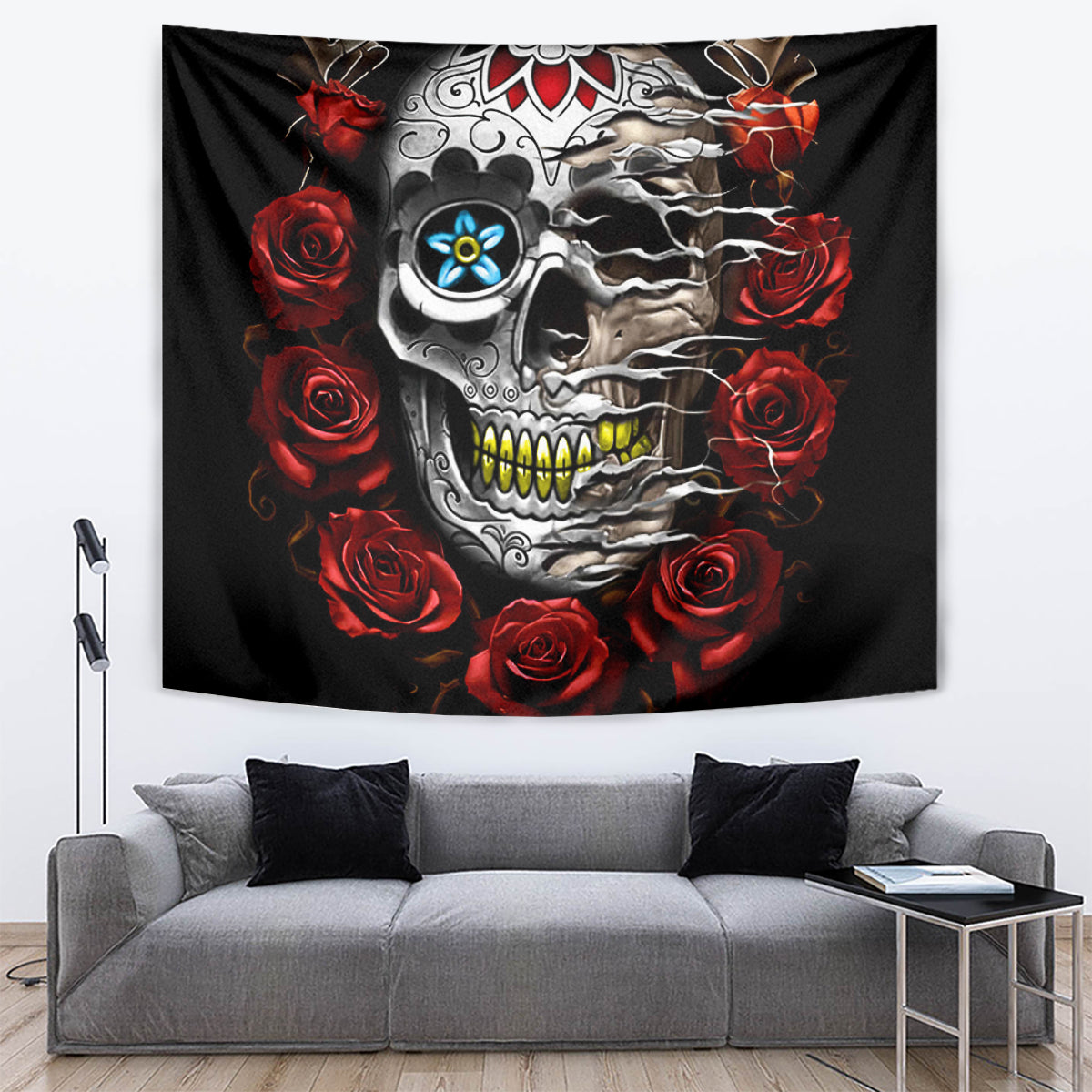 Dia De Muertos Tapestry Day Of The Death Rose Skull DT01