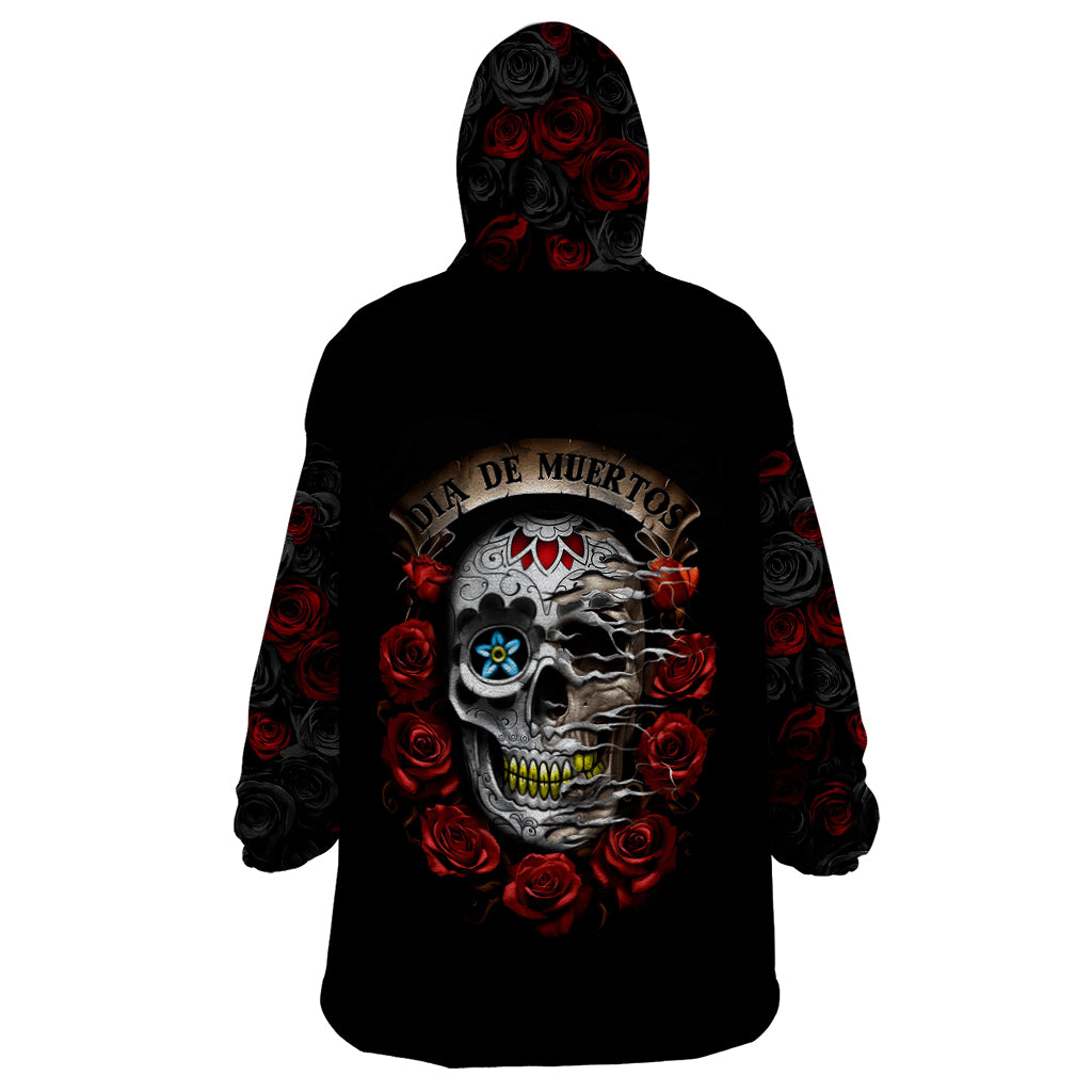 dia-de-muertos-wearable-blanket-hoodie-day-of-the-death-rose-skull