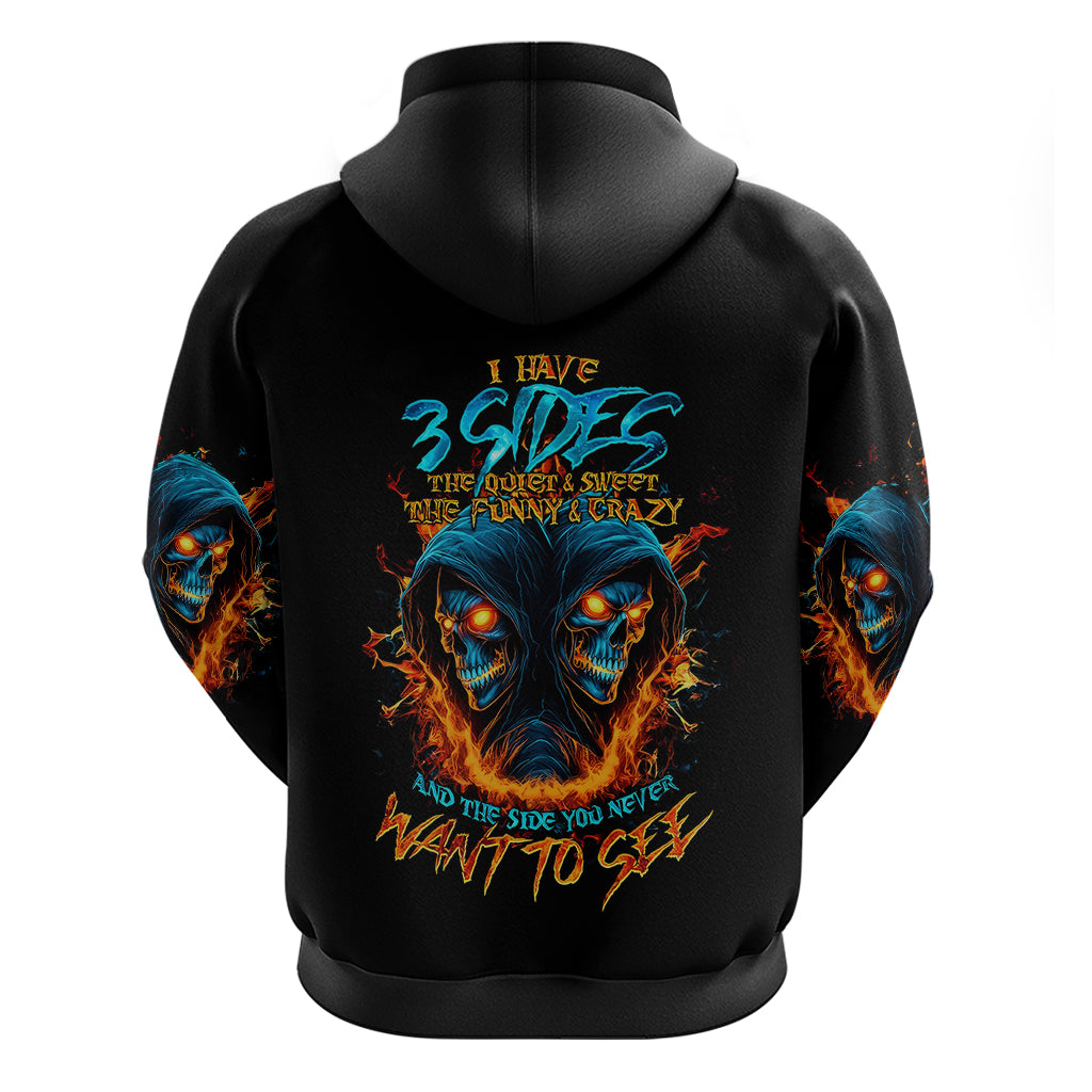 Double Fire Skull Hoodie I Have 3 Side Quite Funny And The Side You Never Want To See - Wonder Print Shop