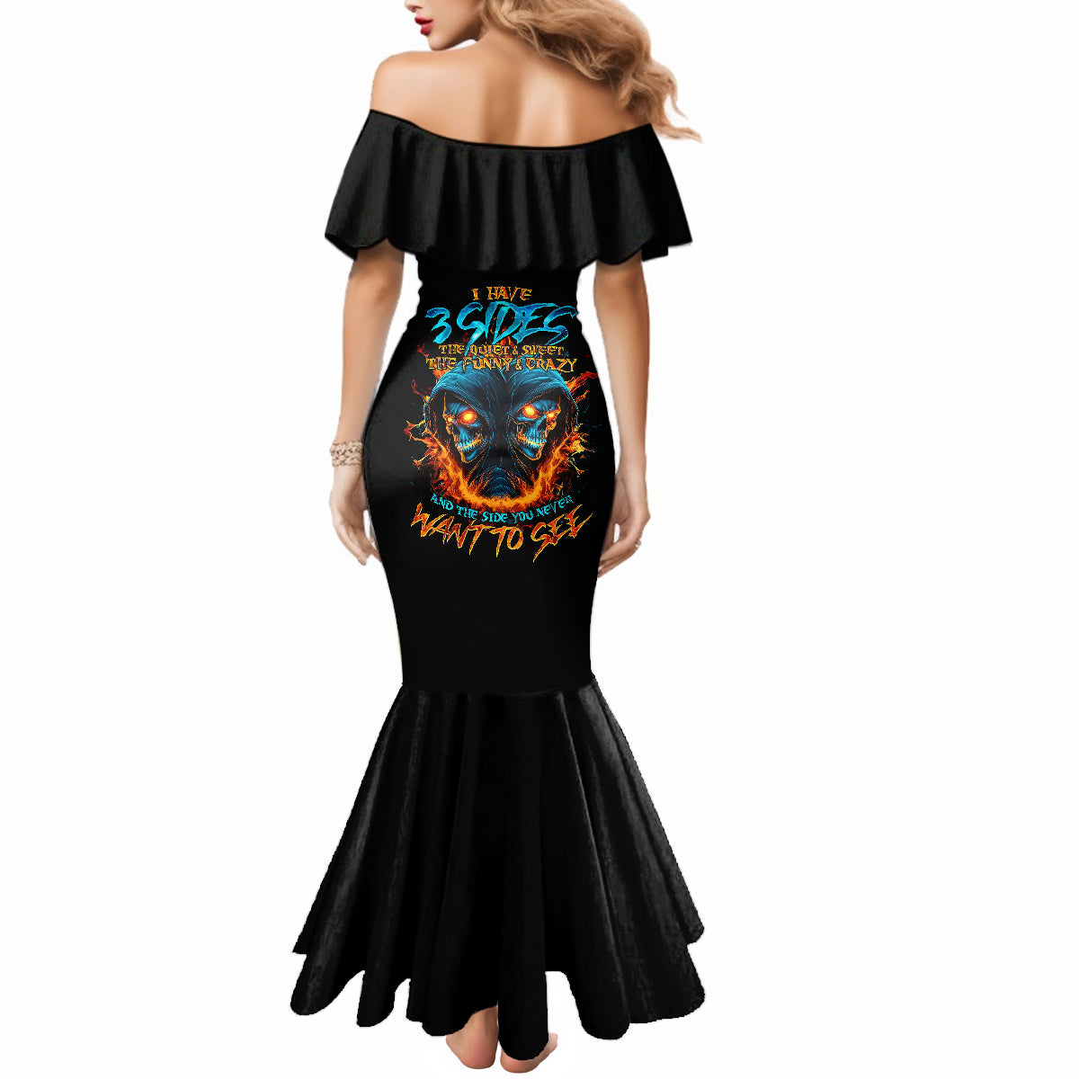 Double Fire Skull Mermaid Dress I Have 3 Side Quite Funny And The Side You Never Want To See - Wonder Print Shop