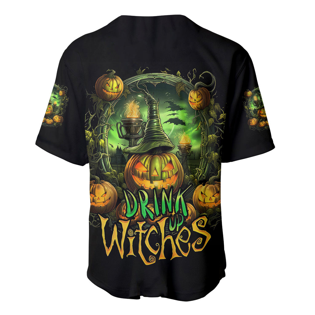 Pumpkin Skull Baseball Jersey Drink Up Witches - Wonder Print Shop