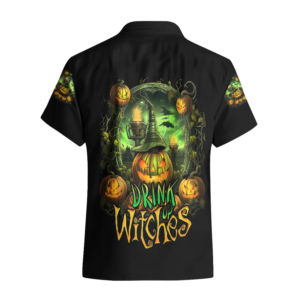 Pumpkin Skull Hawaiian Shirt Drink Up Witches - Wonder Print Shop