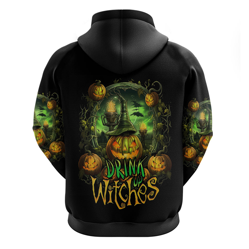 Pumpkin Skull Hoodie Drink Up Witches - Wonder Print Shop