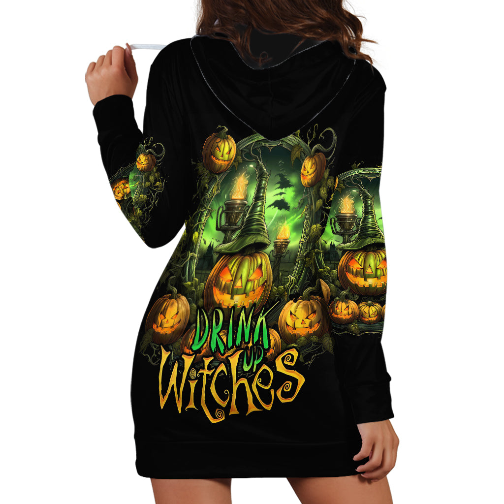 Pumpkin Skull Hoodie Dress Drink Up Witches - Wonder Print Shop