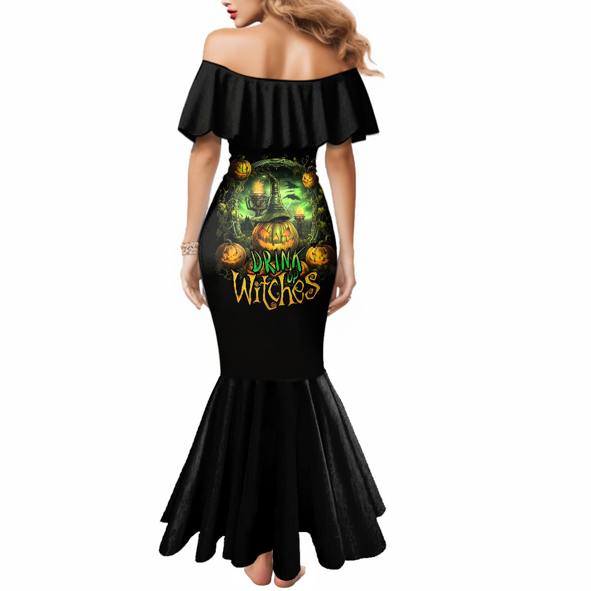 Pumpkin Skull Mermaid Dress Drink Up Witches - Wonder Print Shop