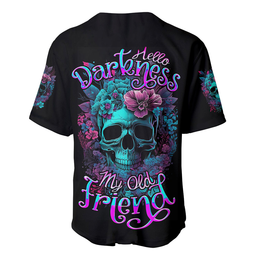 Flower Skull Baseball Jersey Hello Darkness My Old Friend - Wonder Print Shop