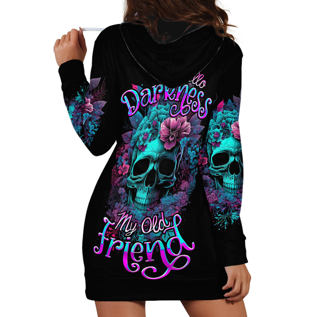 Flower Skull Hoodie Dress Hello Darkness My Old Friend - Wonder Print Shop