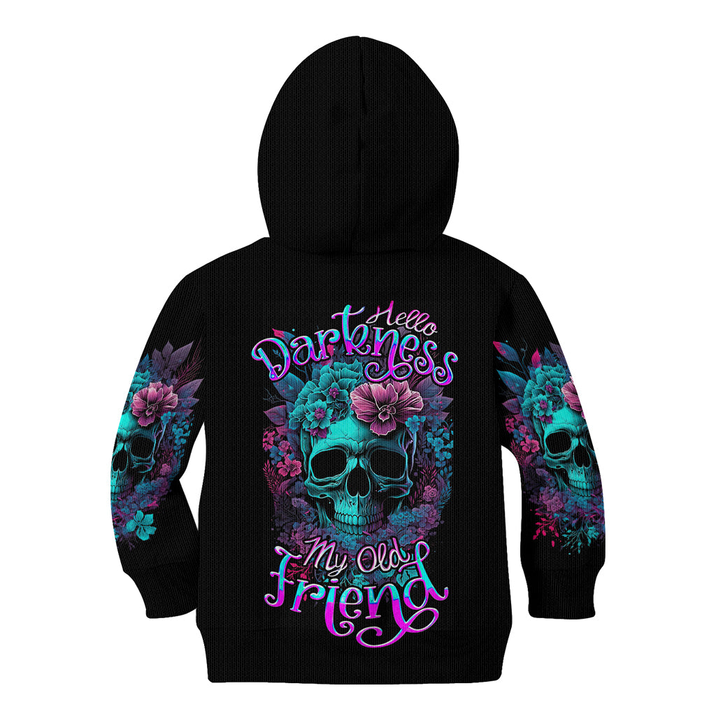 Flower Skull Kid Hoodie Hello Darkness My Old Friend - Wonder Print Shop