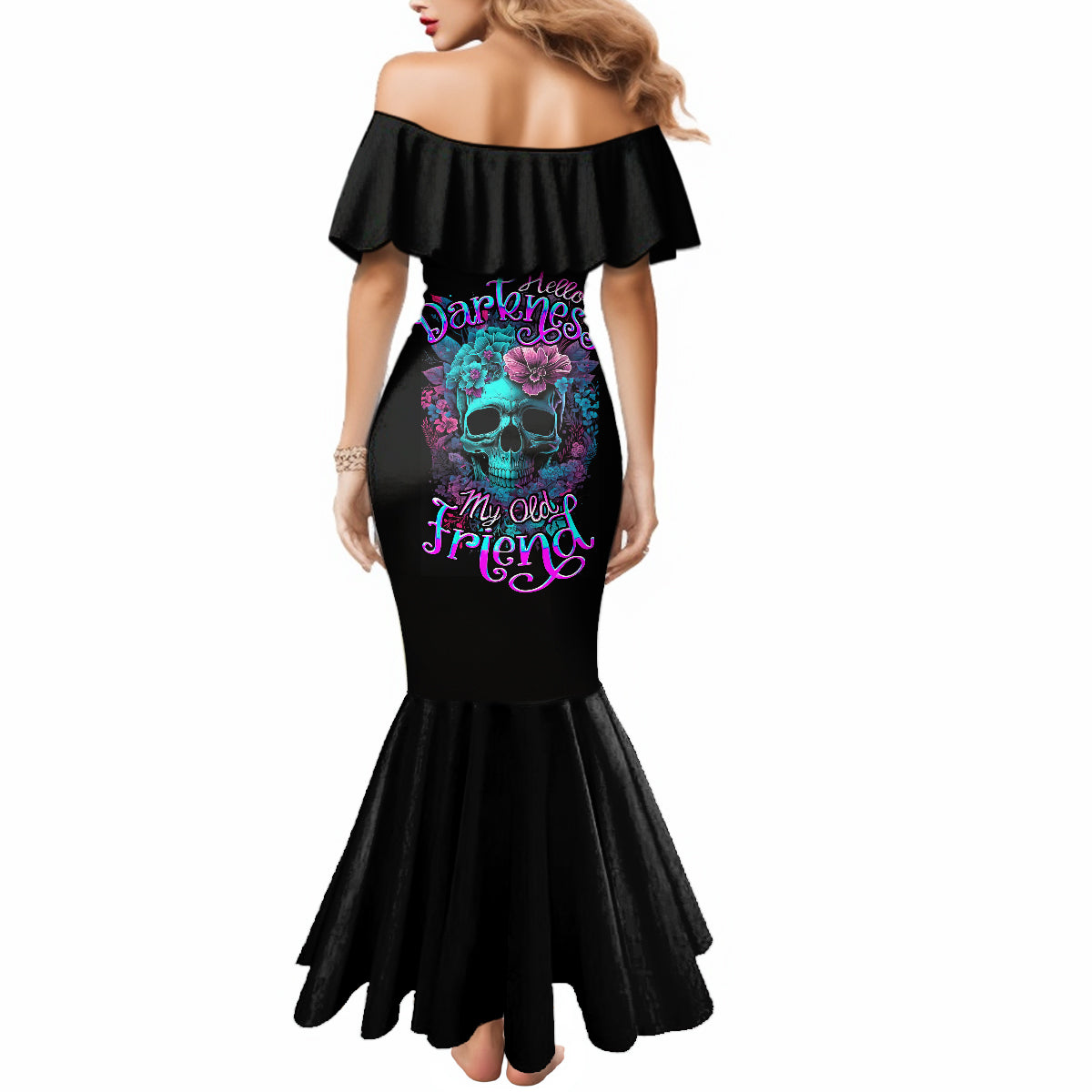 Flower Skull Mermaid Dress Hello Darkness My Old Friend - Wonder Print Shop