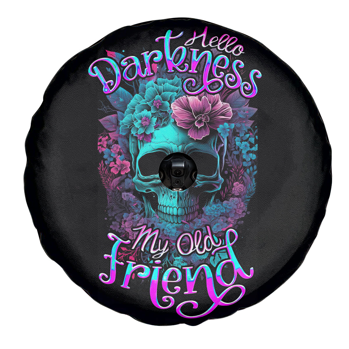 Flower Skull Spare Tire Cover Hello Darkness My Old Friend - Wonder Print Shop