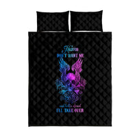 Black quilted comforter set with skull-and-wings graphic; includes two pillowcases