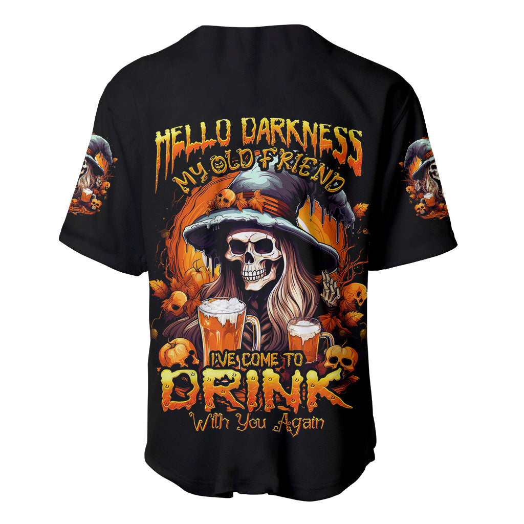 Witch Skull Baseball Jersey Hello Darkness My Old Friend I Come To Drink With You - Wonder Print Shop