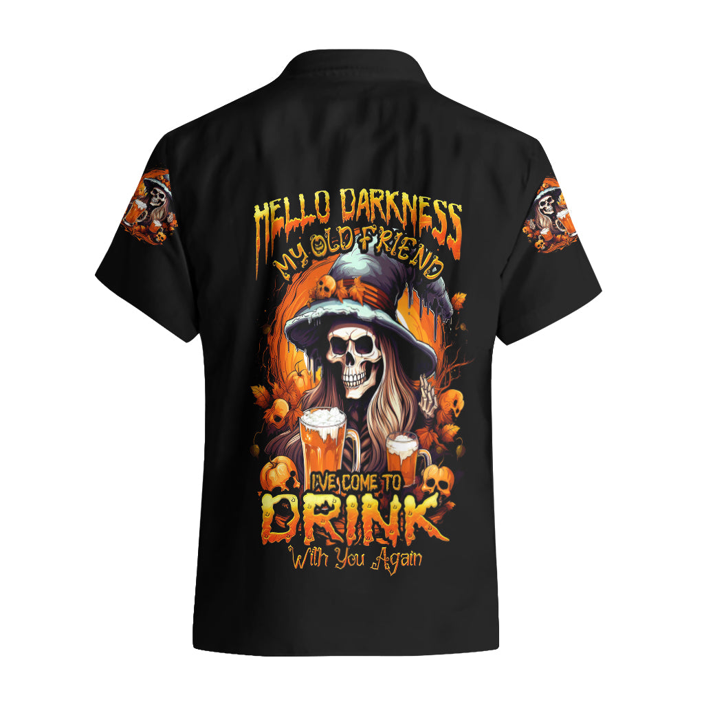 Witch Skull Hawaiian Shirt Hello Darkness My Old Friend I Come To Drink With You - Wonder Print Shop