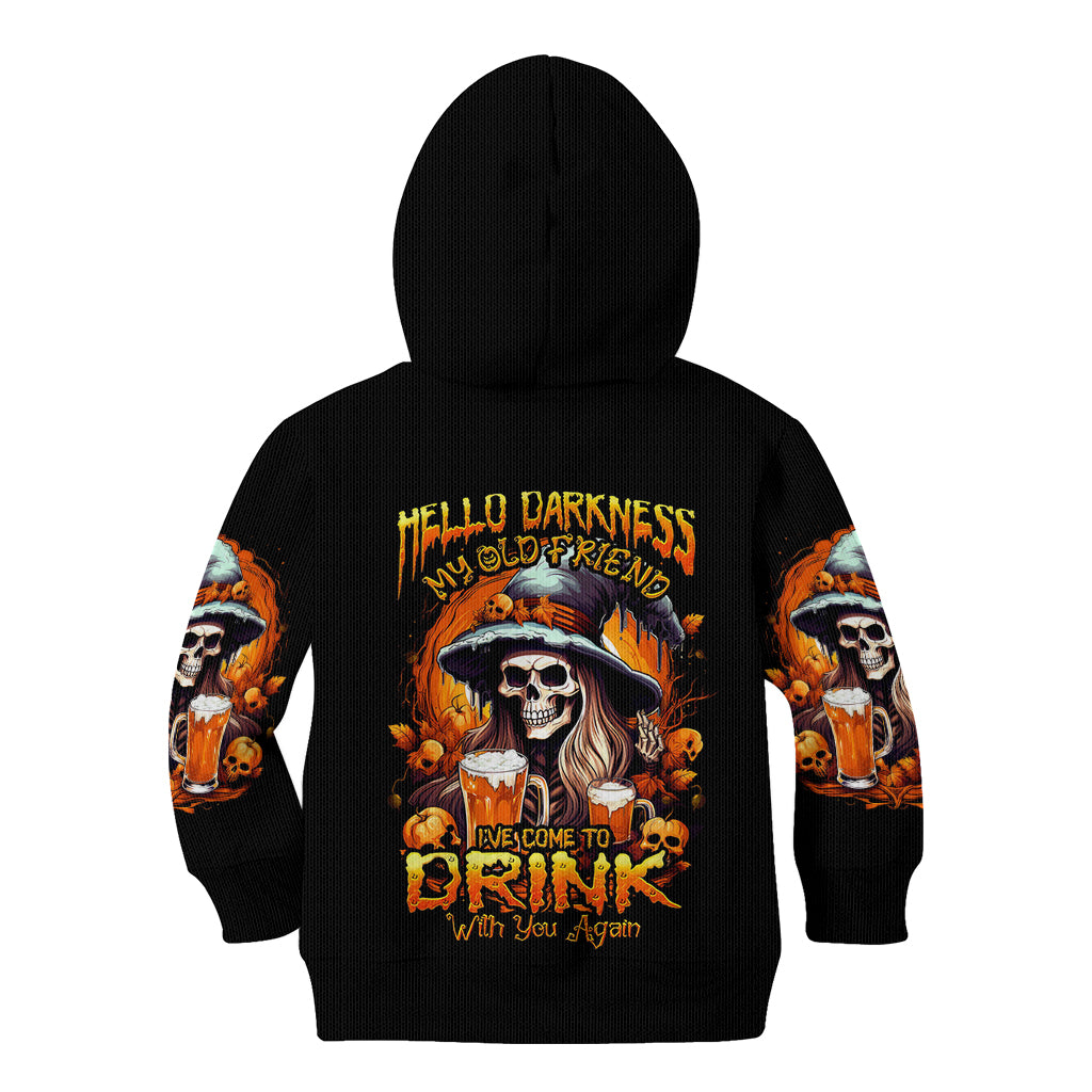 Witch Skull Kid Hoodie Hello Darkness My Old Friend I Come To Drink With You - Wonder Print Shop