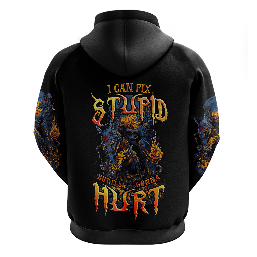 Jack O Lantern Skull Hoodie I Can Fix Stupid But It's Gonna Hurt - Wonder Print Shop