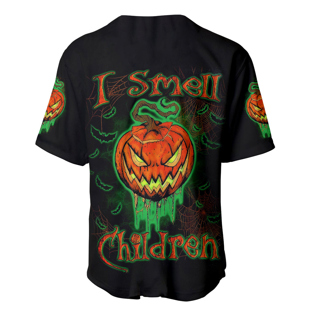 Jack O Lantern Skull Baseball Jersey I Smell Children - Wonder Print Shop