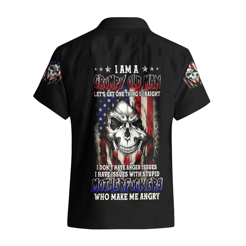 American Skull Hawaiian Shirt Grumpy Old Man Motherfuckers Who Make Me Angry - Wonder Print Shop