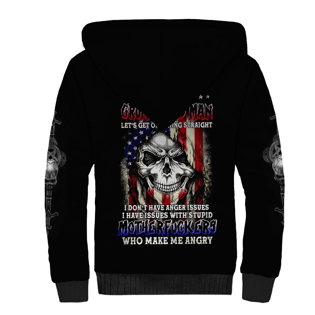 American Skull Sherpa Hoodie Grumpy Old Man Motherfuckers Who Make Me Angry - Wonder Print Shop