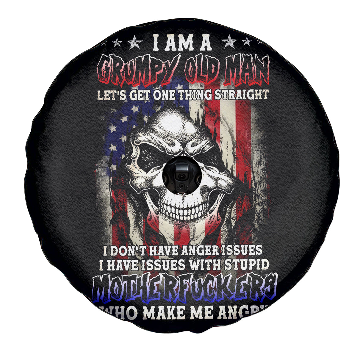 American Skull Spare Tire Cover Grumpy Old Man Motherfuckers Who Make Me Angry - Wonder Print Shop