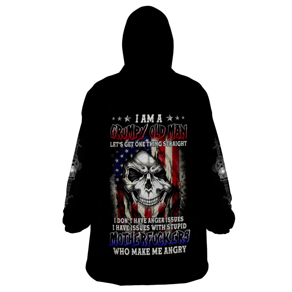 American Skull Wearable Blanket Hoodie Grumpy Old Man Motherfuckers Who Make Me Angry - Wonder Print Shop