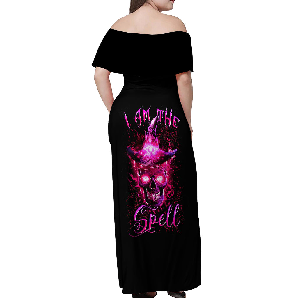 Witch Skull Off Shoulder Maxi Dress Iam The Spell - Wonder Print Shop