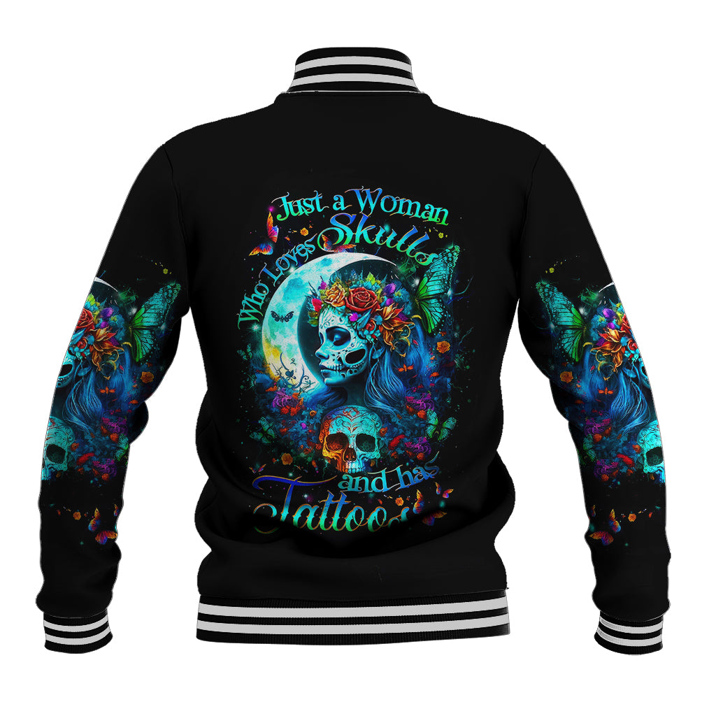 Fairy Skull Baseball Jacket Just The Woman Who Loves Skull And Tattoo - Wonder Print Shop