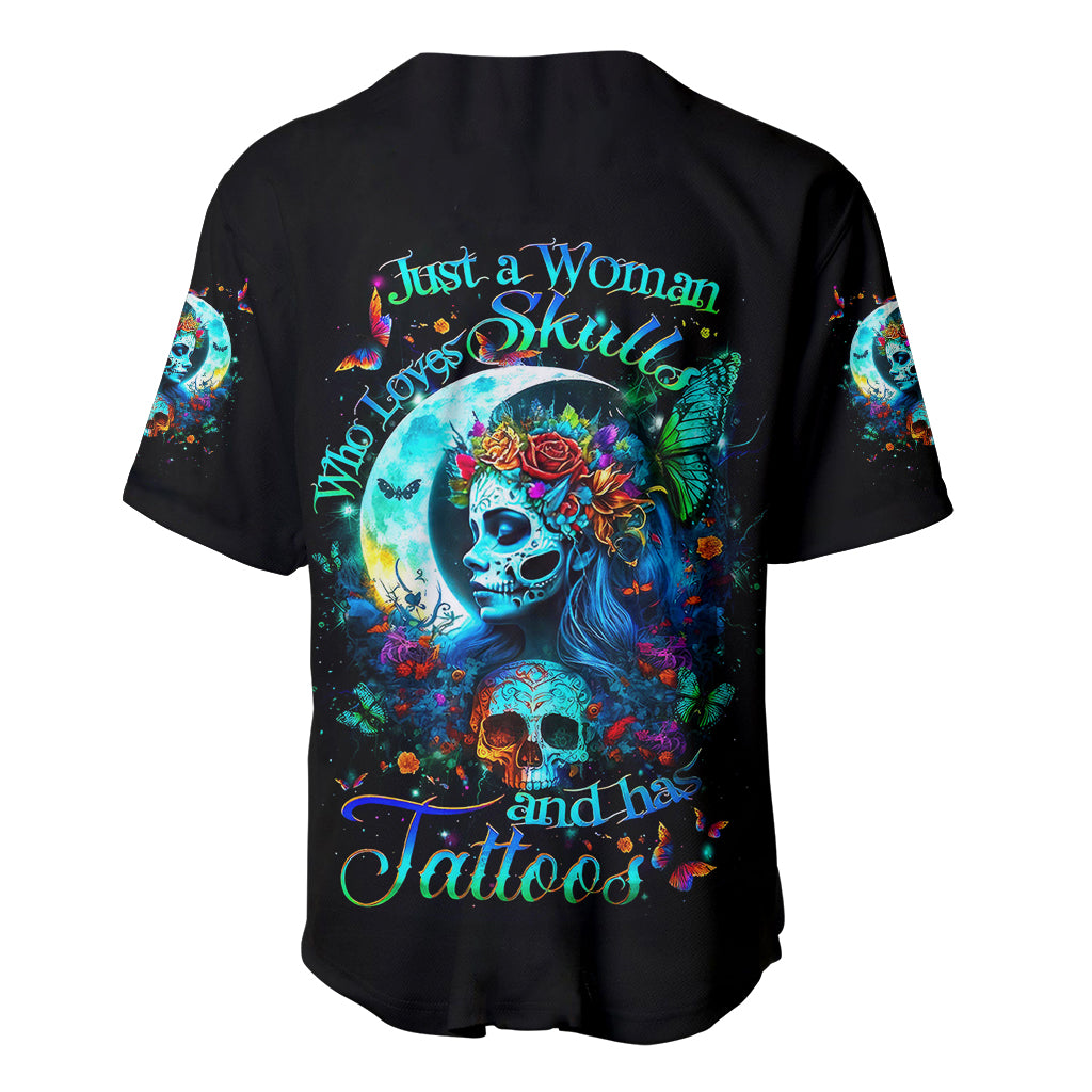 Fairy Skull Baseball Jersey Just The Woman Who Loves Skull And Tattoo - Wonder Print Shop