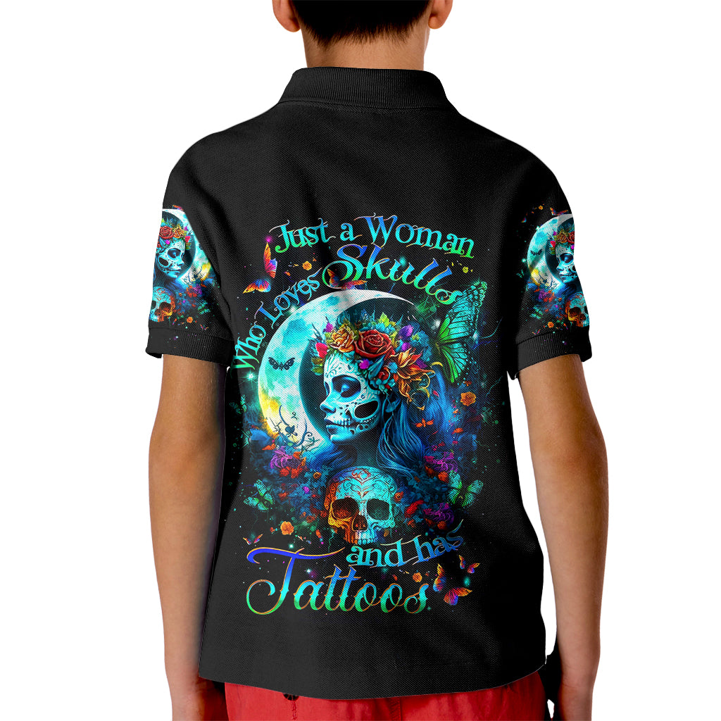 Fairy Skull Kid Polo Shirt Just The Woman Who Loves Skull And Tattoo - Wonder Print Shop